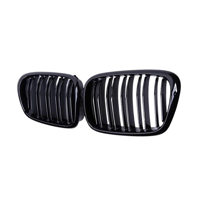 MEIZIYU 2-teiliger Auto-Frontstoßstangengrill, passend for E39 5er-Serie 525 528 1999–2003, Zubehör for Hood Racing, Doppellamellengitter Stoßstangengitter für die Frontpartie(Gloss Black) von MEIZIYU