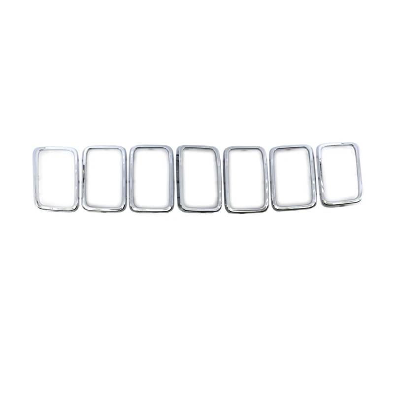 MEIZIYU 7-teilige Chrom-Frontgrill-Abdeckungseinsätze Zierring passend for Jeep, Grand Cherokee 2014–2016 Stoßstangengitter für die Frontpartie von MEIZIYU