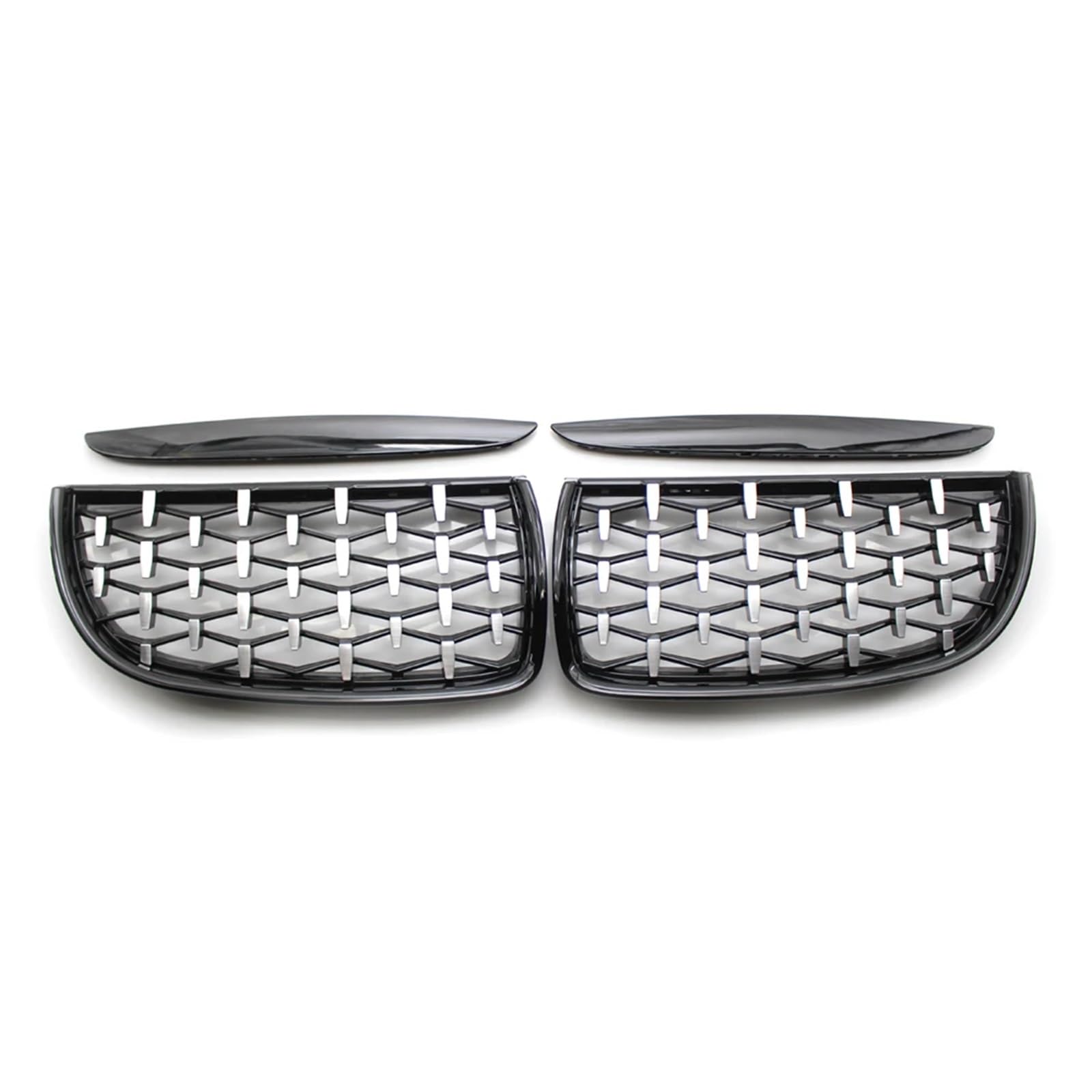 MEIZIYU ABS-Auto-Fronthaubengrill im Diamant-Stil, passend for 3er E90 E91 2005–2008 Stoßstangengitter für die Frontpartie(Black sliver) von MEIZIYU