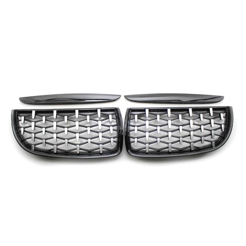 MEIZIYU ABS-Auto-Fronthaubengrill im Diamant-Stil, passend for 3er E90 E91 2005–2008 Stoßstangengitter für die Frontpartie(Black sliver) von MEIZIYU