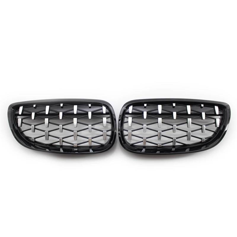 MEIZIYU ABS-Paar Auto-Fronthaubengrill Diamant-Stil Meteor passend for 3er E92 E93 Coupe 2006–2009 Stoßstangengitter für die Frontpartie(Black sliver) von MEIZIYU
