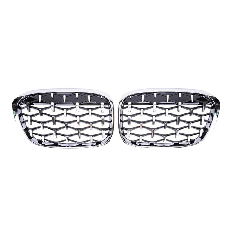MEIZIYU Auto-Frontgrill, passend for X1 F48 F49 2016–2019, Renngrill, Grills, Zubehör, Grills, Auto-Styling-Gitter, Diamant Stoßstangengitter für die Frontpartie(Full Silver) von MEIZIYU