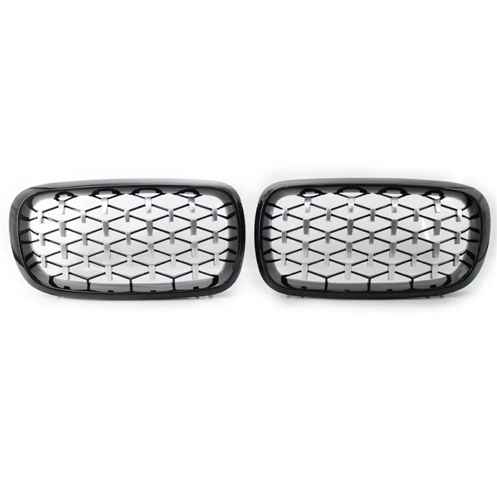 MEIZIYU Auto-Frontstoßstange, Doppelgitter, Diamant-Modell, for X5 X6 M F15 F16 F85 F86 2014–2017 Stoßstangengitter für die Frontpartie(Black silver) von MEIZIYU