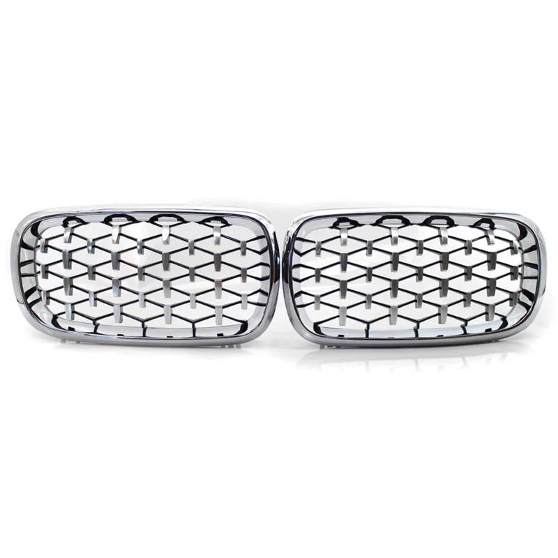 MEIZIYU Auto-Frontstoßstange, Doppelgitter, Diamant-Modell, for X5 X6 M F15 F16 F85 F86 2014–2017 Stoßstangengitter für die Frontpartie(Silver) von MEIZIYU