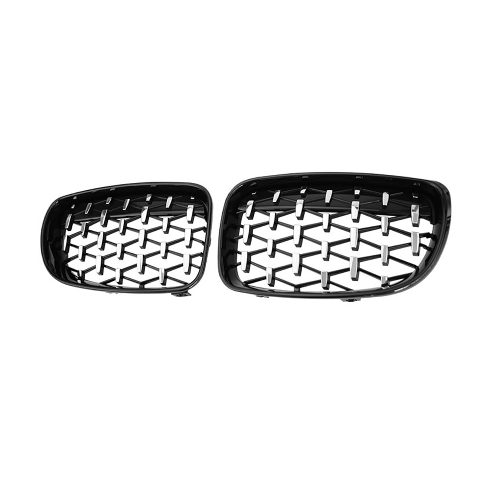 MEIZIYU Auto-Frontstoßstangengitter, passend for 1er E81 E82 E87 E88 128I 130I 135I 2007–2011, Renngrill, Diamantgrill Stoßstangengitter für die Frontpartie(Black Silver) von MEIZIYU