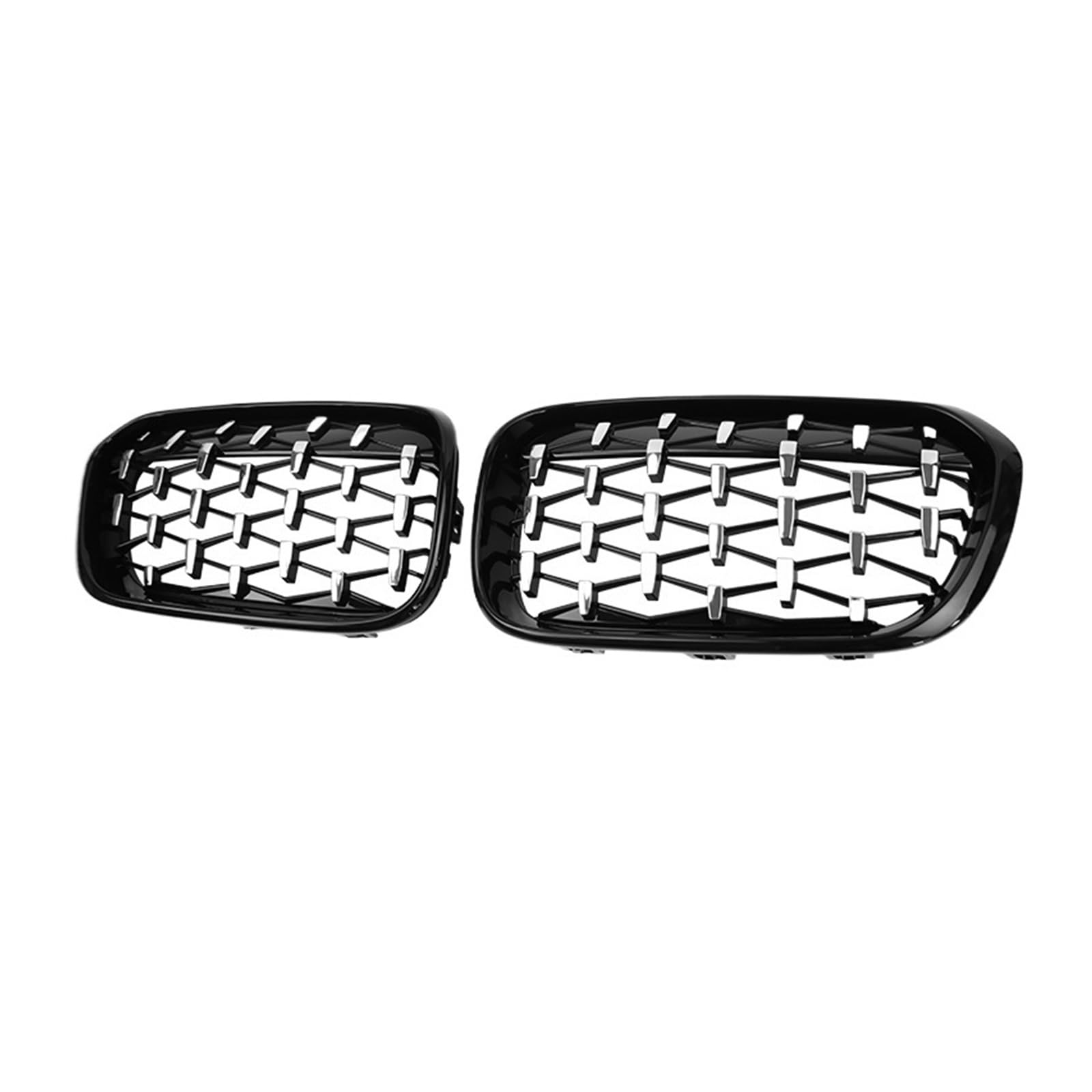 MEIZIYU Auto-Frontstoßstangengitter, passend for 1er F20 F21 2015–2017, Renngrill, Diamantgrills, Grillzubehör Stoßstangengitter für die Frontpartie(Black Silver) von MEIZIYU
