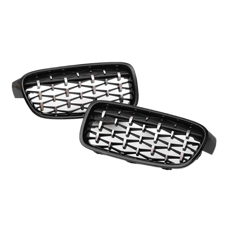 MEIZIYU Auto-Frontstoßstangengitter, passend for 3er-Serie, F30 F35 F31 2012–2019, Ersatz-Renngitter im Stern-Diamant-Stil Stoßstangengitter für die Frontpartie(Black and Silver) von MEIZIYU