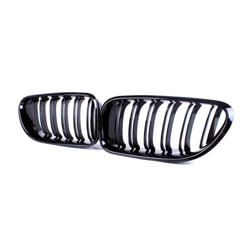 MEIZIYU Auto-Frontstoßstangengrill, passend for 6er F06 F12 F13 M6 2012–2017, Doppellamellen-Zubehör, Renngrills, glänzend schwarzer Grill Stoßstangengitter für die Frontpartie von MEIZIYU