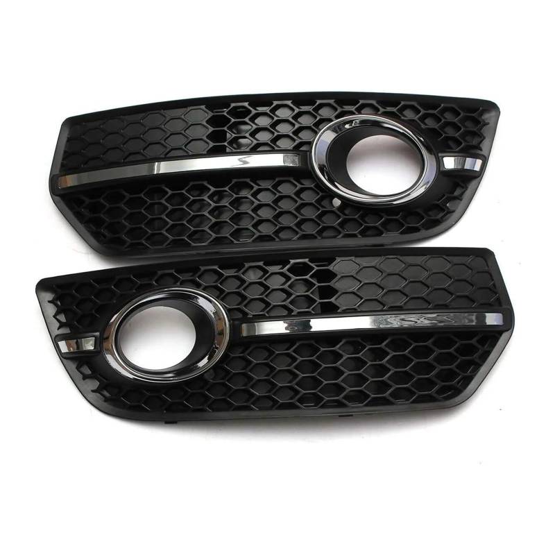 MEIZIYU Auto-Frontstoßstangengrill, passend for Q5, 2009–2012, Nebelscheinwerfer-Renngrills mit Chromstreifen, Ersatzzubehör, Nebelscheinwerferabdeckung Stoßstangengitter für die Frontpartie(Chrome) von MEIZIYU