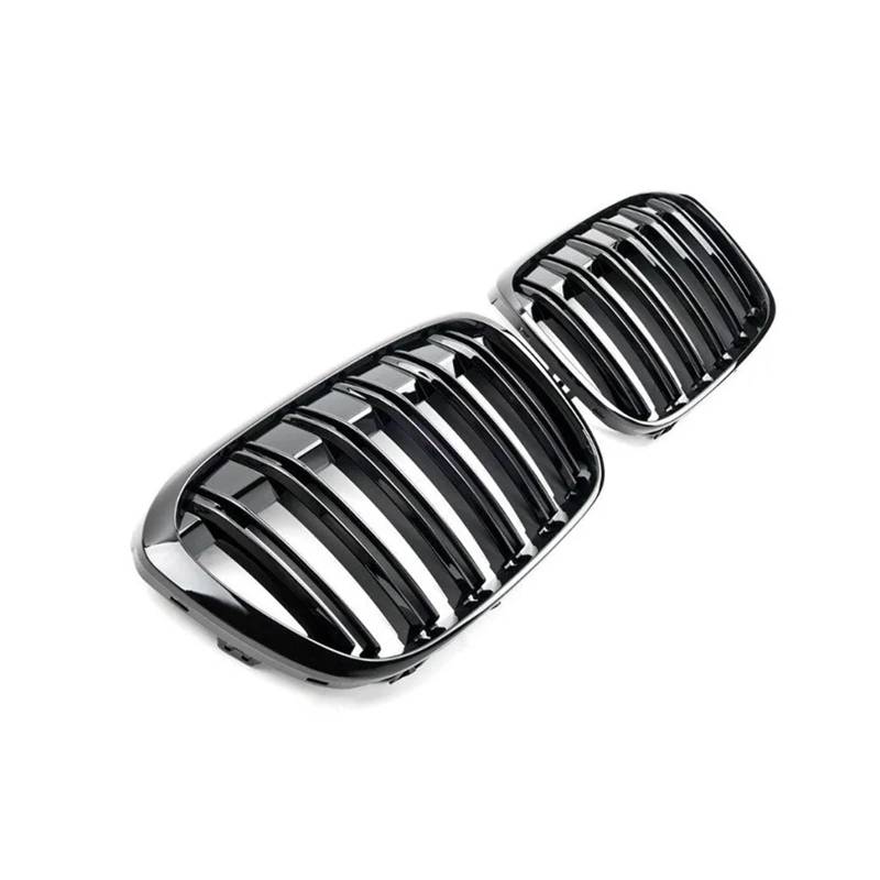 MEIZIYU Auto-Frontstoßstangengrill, passend for X1 F48 F49 2016–2019, Renngrills, glänzend schwarz, Doppellamellengitter, neues Zubehör, Motorhaube Stoßstangengitter für die Frontpartie von MEIZIYU