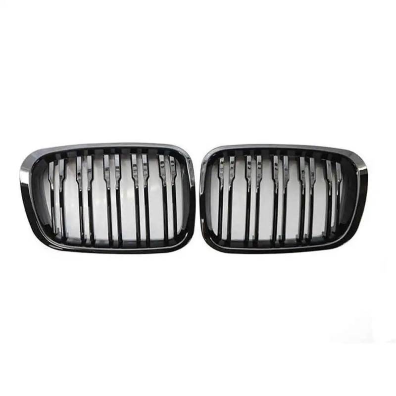 MEIZIYU Doppellinie Auto ABS Frontstoßstange Kühlergrill Grill Passend for E46 3er 1998 1999 2000 2001 Stoßstangengitter für die Frontpartie(Gloss Black) von MEIZIYU
