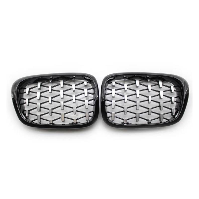 MEIZIYU Frontgrill, passend for E39 51137005837 51137005838 Double Slat Sport Style Diamond Stoßstangengitter für die Frontpartie(Black silver) von MEIZIYU