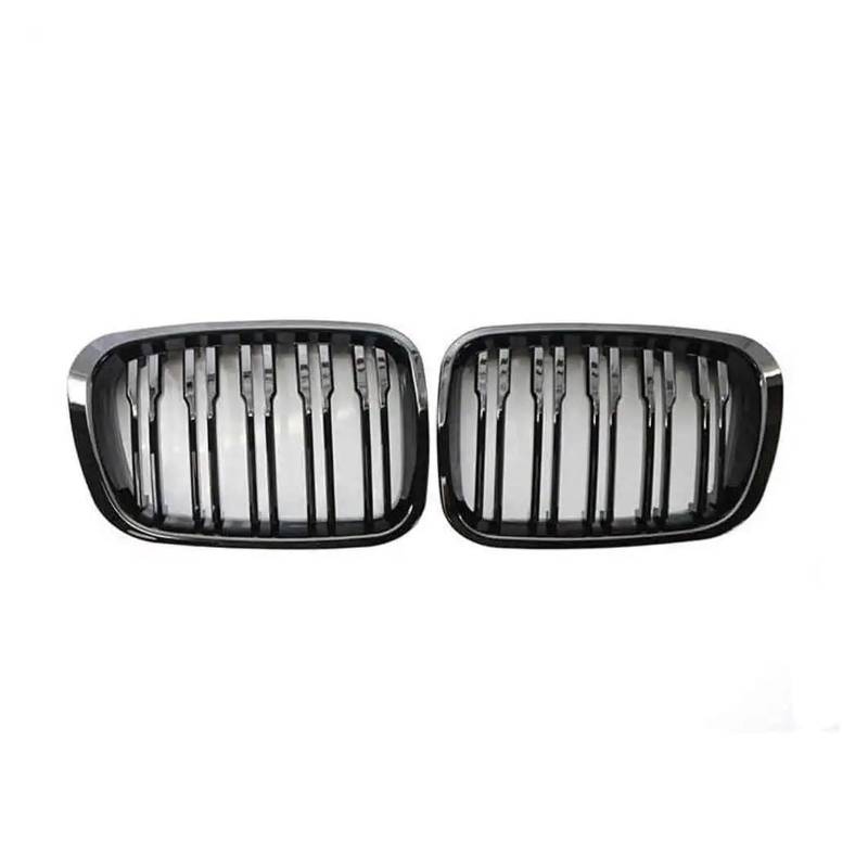 MEIZIYU Frontgrill, passend for E46 4 Türen 1998–2001, Auto-Styling, Doppellinien-Lamellengrill Stoßstangengitter für die Frontpartie(Gloss black) von MEIZIYU