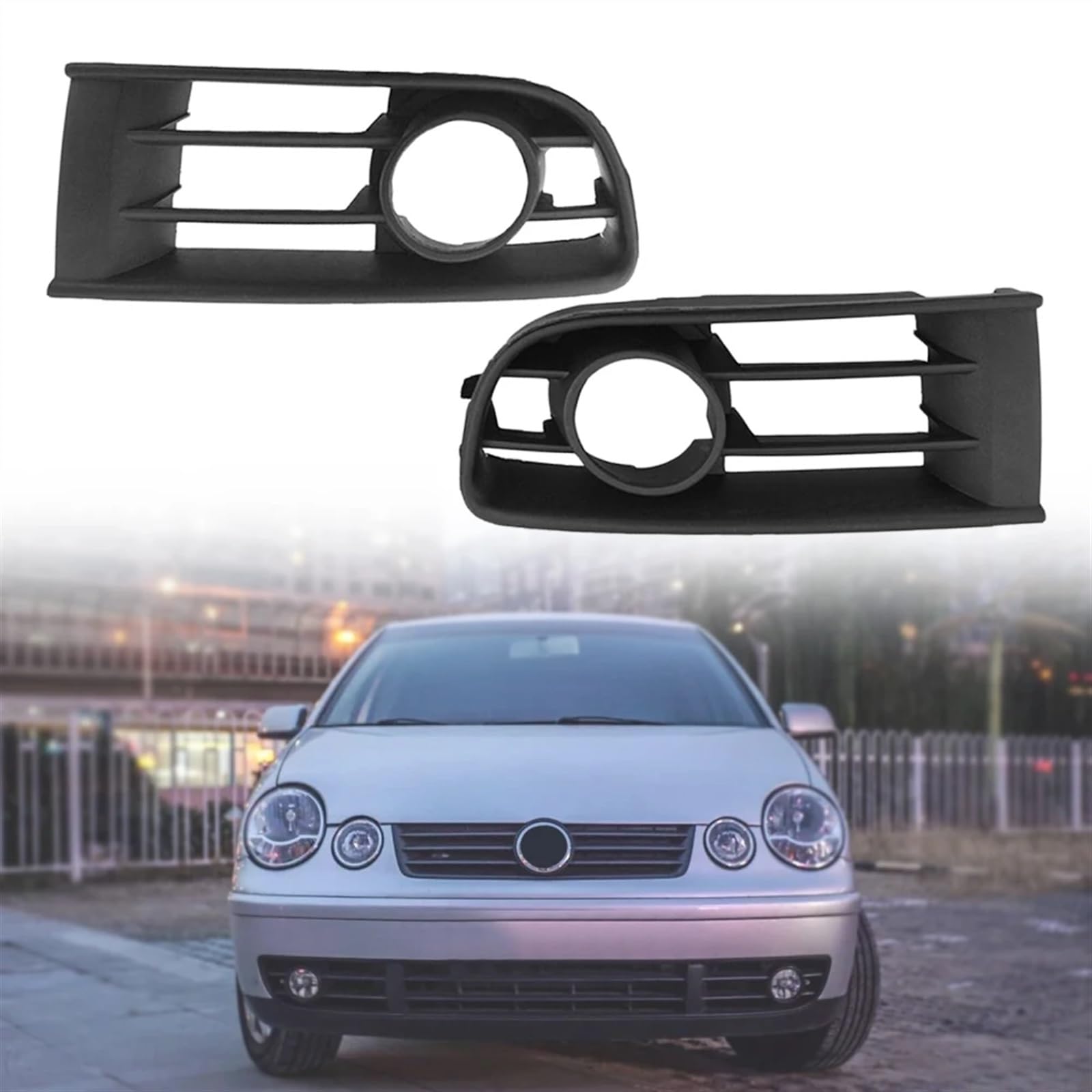 MEIZIYU Nebelscheinwerfer-Kühlergrill-Abdeckungs-Ordnung, Auto-Nebelscheinwerfer-Kühlergrill-Abdeckungs-Dekoration, passend for VW, Polo Typ 9N 2002–2005, 6Q0853666, 6Q0853665 Stoßstangengitter für di MEIZIYU Nebelscheinwerfer-Kühlergrill-Abdeckungs-Ordnung, Auto-Nebelscheinwerfer-Kühlergrill-Abdeckungs-Dekoration, passend for VW, Polo Typ 9N 2002–2005, 6Q0853666, 6Q0853665 Stoßstangengitter für di von MEIZIYU