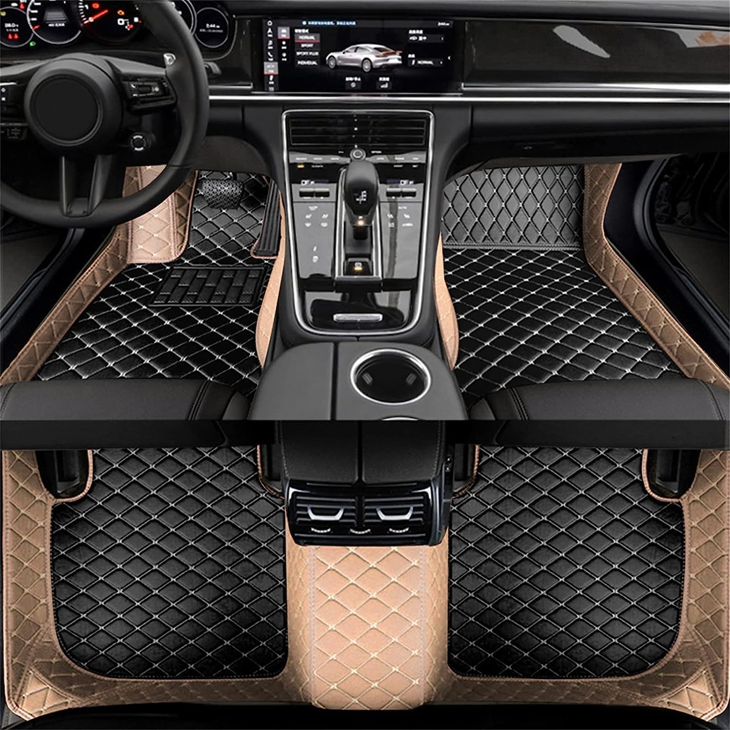 Auto Fußmatten Leder für Hyundai Tucson 2015-2018,3D All-Inclusive-Stil Allwetter Wasserdicht Autoteppich Innenraum Styling Zubehör,A/Beige von MEJEJO