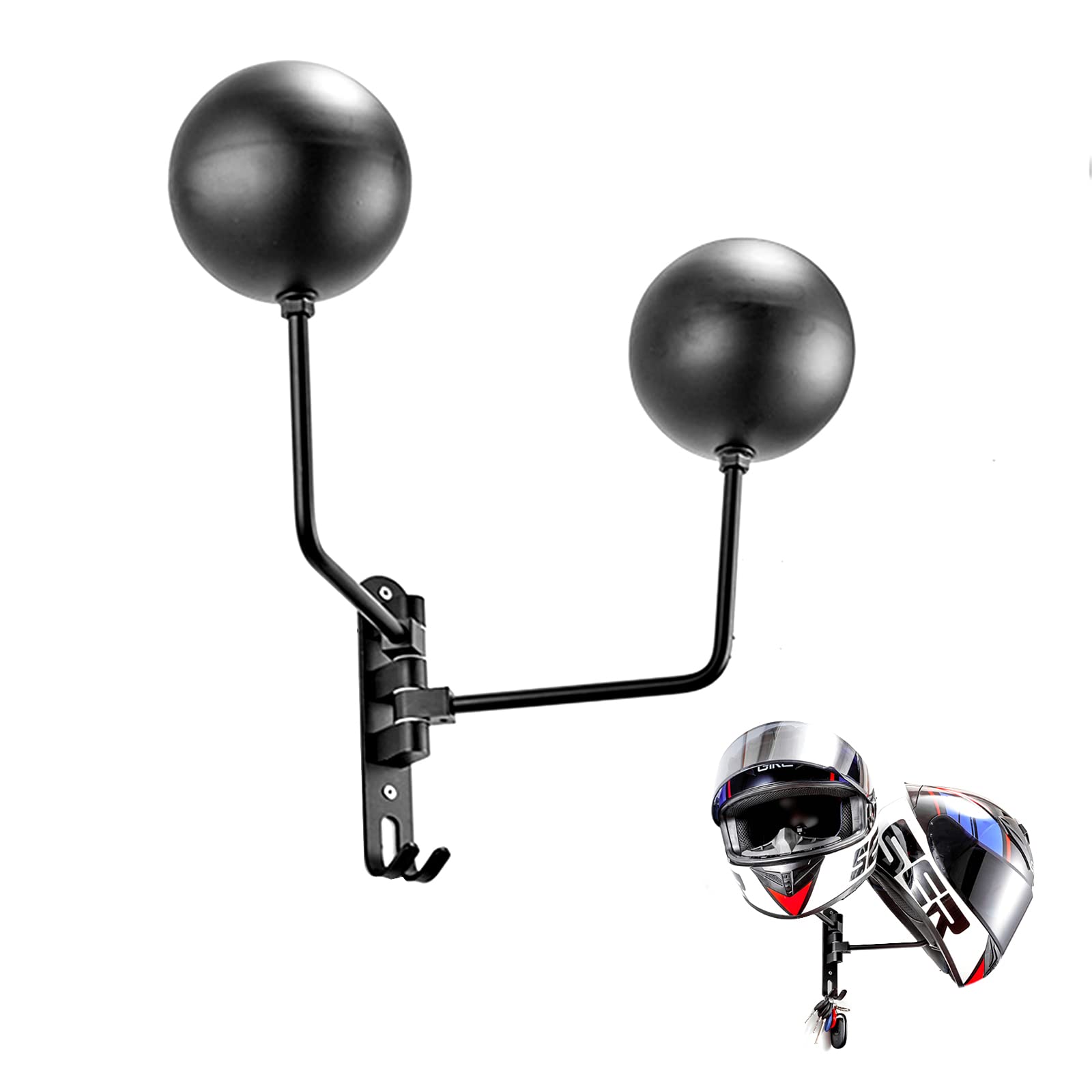 Motorrad Helm Rack, 180 Grad Drehbarer Helmhalter Wand, Motorradhelm Holder mit Haken, Wandmontage Helmständer für Motorradzubehör, Mäntel, Mützen, Hüte Motorrad Helm Rack, 180 Grad Drehbarer Helmhalter Wand, Motorradhelm Holder mit Haken, Wandmontage Helmständer für Motorradzubehör, Mäntel, Mützen, Hüte von MENAYODA