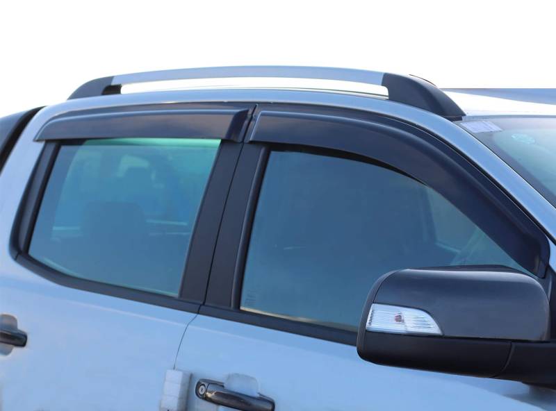 Windabweiser Kompatibel mit Ford Ranger 2012-2022 Doppelkabine Wildtrak XL XLT Limited Tremor Wildtrak X Platinum Raptor Dunkel Regenabweiser Acryl Anklebbare Deflektoren 4 Stück, W von MENGCH