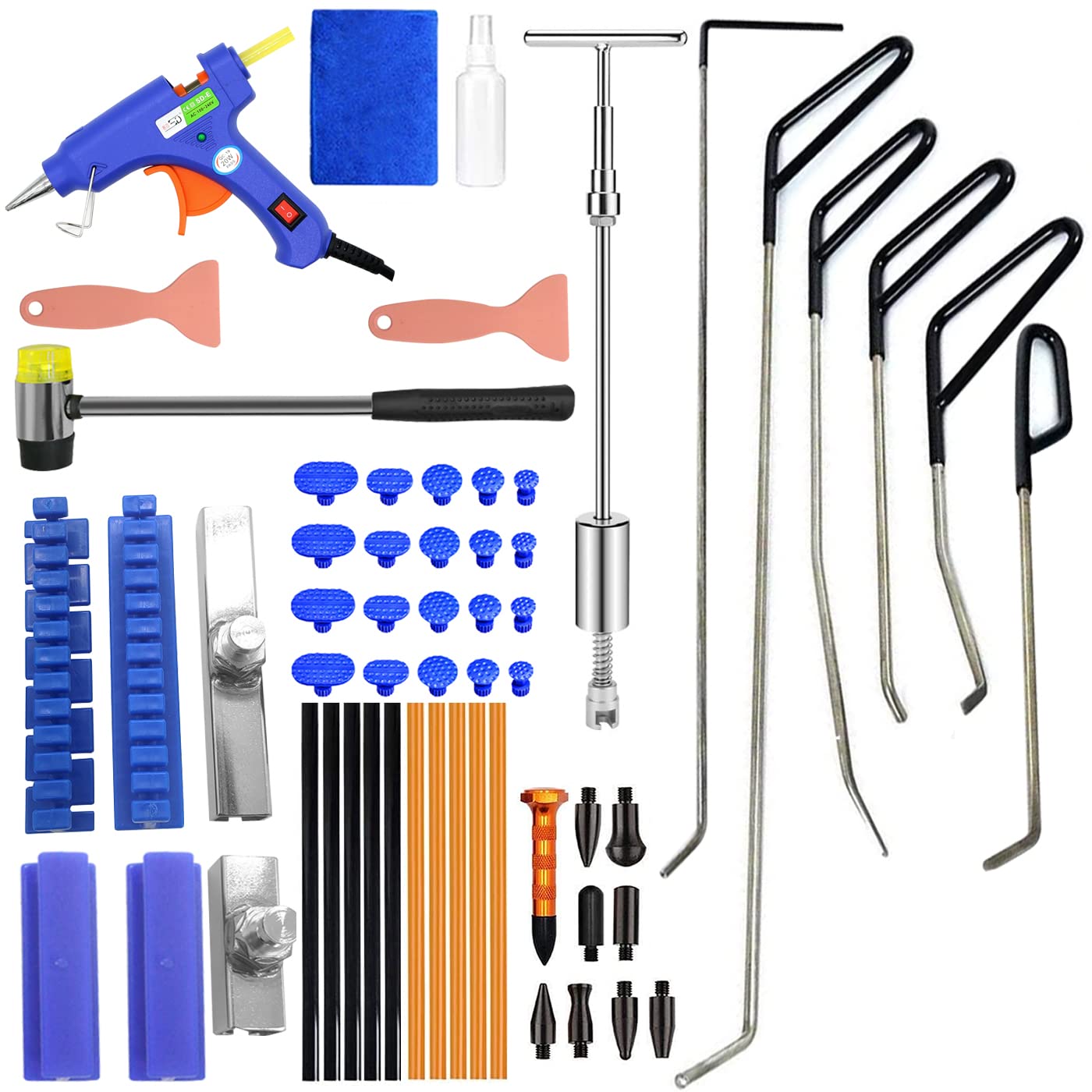 MENQANG Dellen Reparaturset, Ausbeulwerkzeug Set 6 Types of dent Repair Iron Bars and 2 in 1 T-Bar Dent Repair Tool zum Reparieren von Dellen auf der Oberfläche von Autos von MENQANG