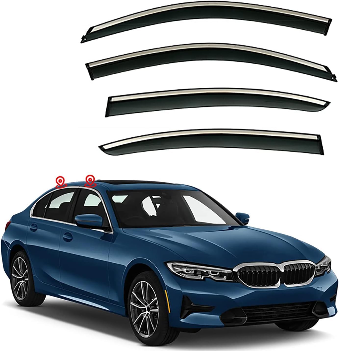4 Stück Auto Autofenster Windabweiser für BMW 3 Series i MK7-G20 2020 2021 2022 2023, Seitenscheiben Regenabweiser Schatten Deflektoren Auto Zubehör von MEOMO