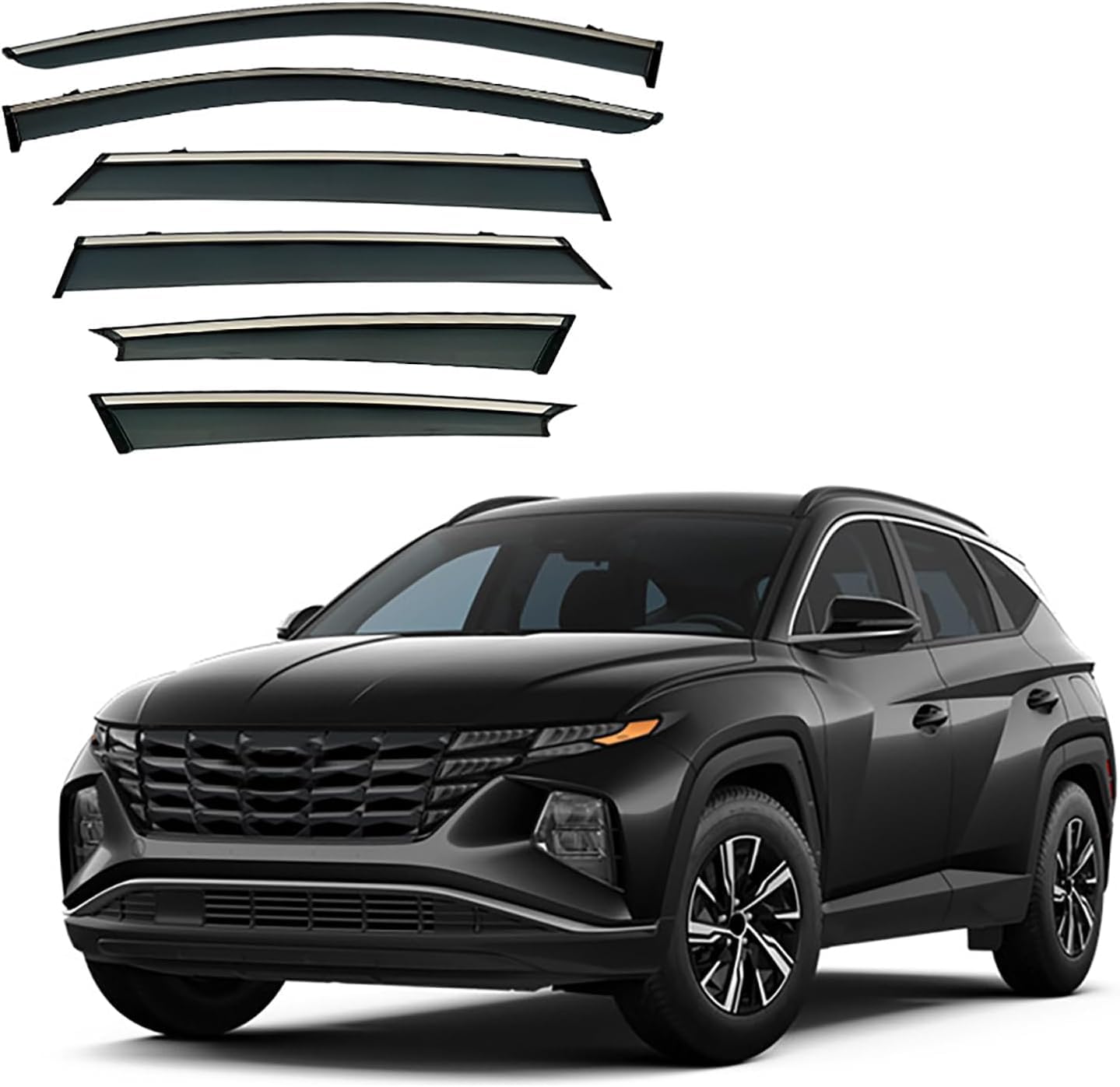 6 Stück Auto Autofenster Windabweiser für Hyundai Tucson (LWB) MK4/NX4 2021 2022 2023, Seitenscheiben Regenabweiser Schatten Deflektoren Auto Zubehör von MEOMO