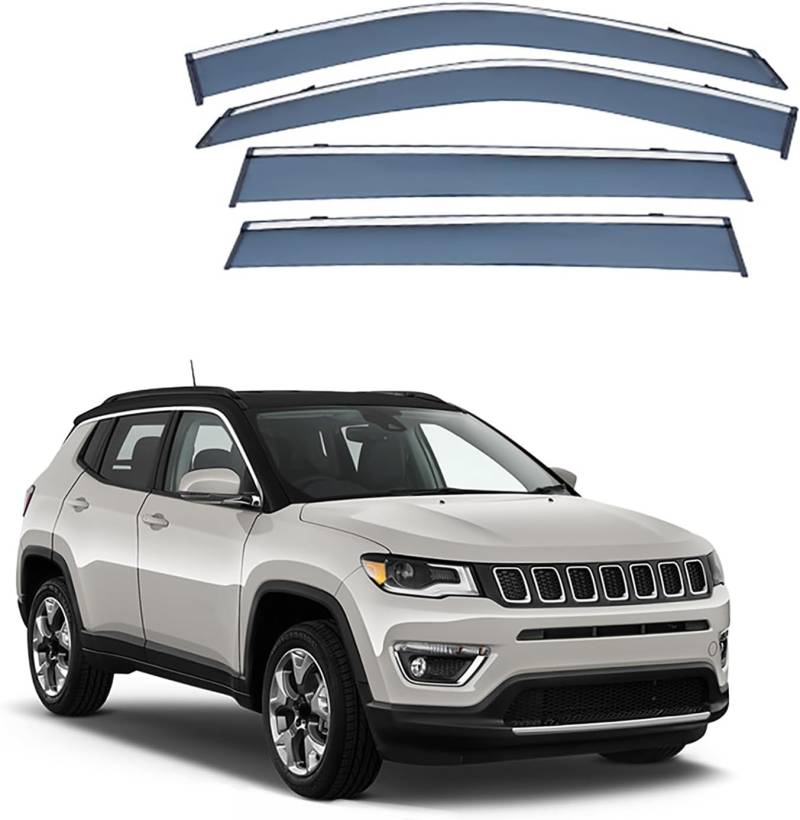 MEOMO 4 Stück Auto Autofenster Windabweiser für Jeep Compass 2017 2018 2019 2020 2021 2022 2023, Seitenscheiben Regenabweiser Schatten Deflektoren Auto Zubehör von WEISI