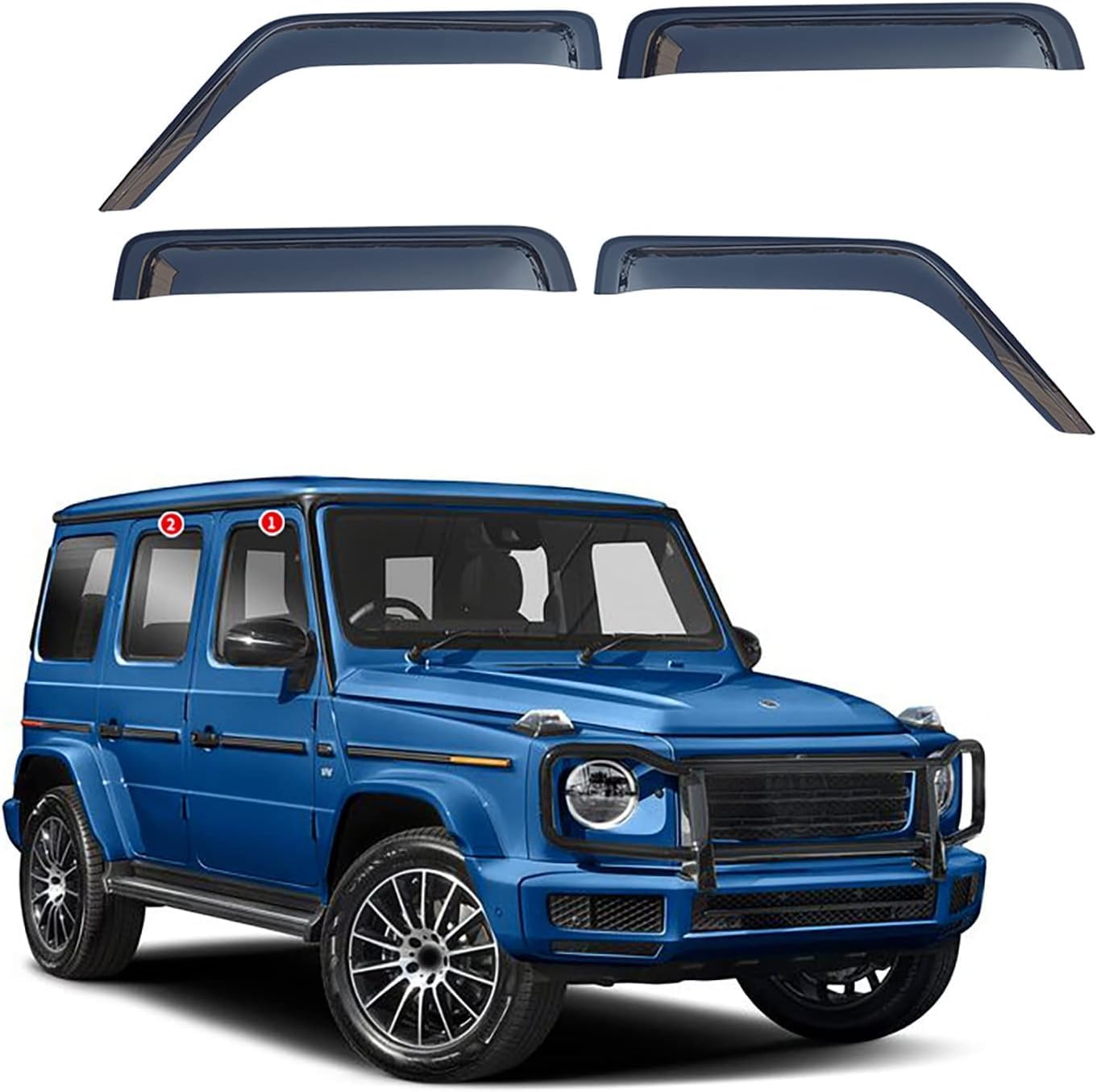 MEOMO 4 Stück Auto Autofenster Windabweiser für Mercedes-Benz G Class W463 W462 2019 2020 2021 2022 2023, Seitenscheiben Regenabweiser Schatten Deflektoren Auto Zubehör MEOMO 4 Stück Auto Autofenster Windabweiser für Mercedes-Benz G Class W463 W462 2019 2020 2021 2022 2023, Seitenscheiben Regenabweiser Schatten Deflektoren Auto Zubehör von MEOMO