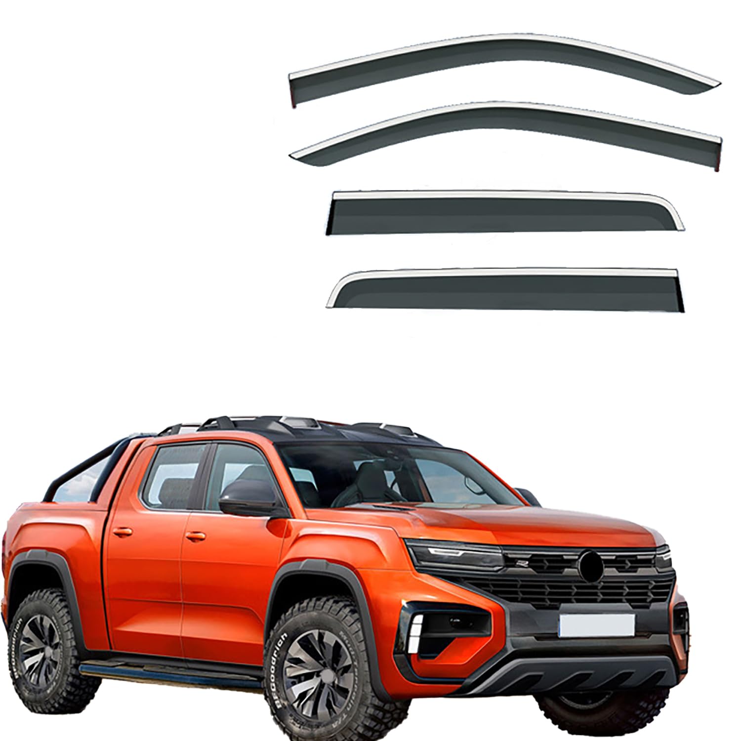 MEOMO 4 Stück Auto Autofenster Windabweiser für VW Amarok MK2 2022 2023+, Seitenscheiben Regenabweiser Schatten Deflektoren Auto Zubehör MEOMO 4 Stück Auto Autofenster Windabweiser für VW Amarok MK2 2022 2023+, Seitenscheiben Regenabweiser Schatten Deflektoren Auto Zubehör von MEOMO