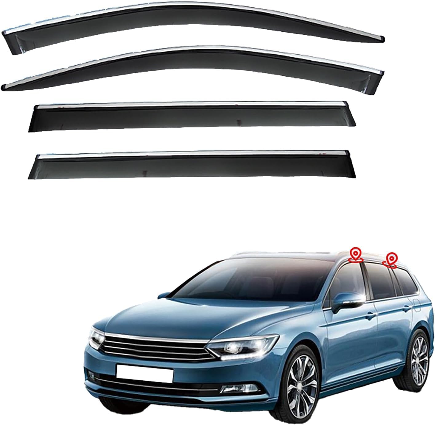 MEOMO 4 Stück Auto Autofenster Windabweiser für Volkswagen Passat Alltrack B8 2016-2020 2021 2022 2023+, Seitenscheiben Regenabweiser Schatten Deflektoren Auto Zubehör von MEOMO