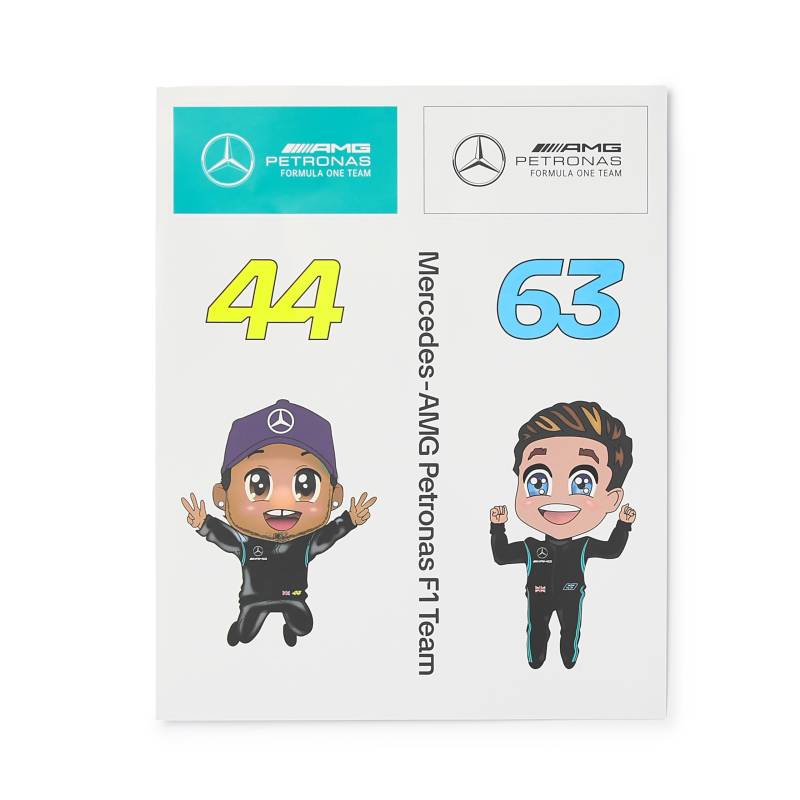 Mercedes AMG Petronas F1 Driver Karikatur-Aufkleber, 2 Stück von Mercedes AMG Petronas