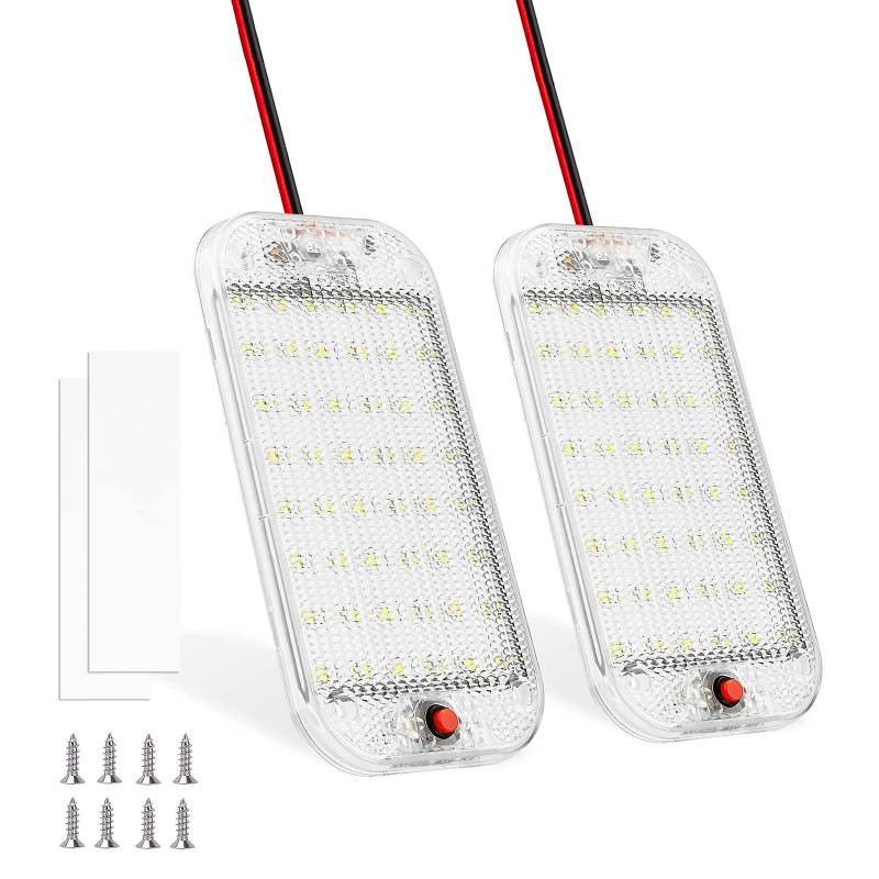 MERTTURM 48 LED Innenbeluchtung Auto, Super Hell 800LM 12V LED KFZ Innenraumbeleuchtung mit Schalter, 6000K Weißlicht für Wohnmobile LKW Van Caravan Boot(2 Stück) von MERTTURM