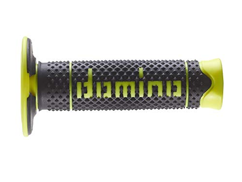 Domino Paar Griffe aus Gummi weiß/schwarz/gelb FLUO DSH (DOMINO SOFT HAND) für Motorrad OFF ROAD CROSS/ENDURO Länge: 120 mm Zubehör: 97.5595.04-00 von MES