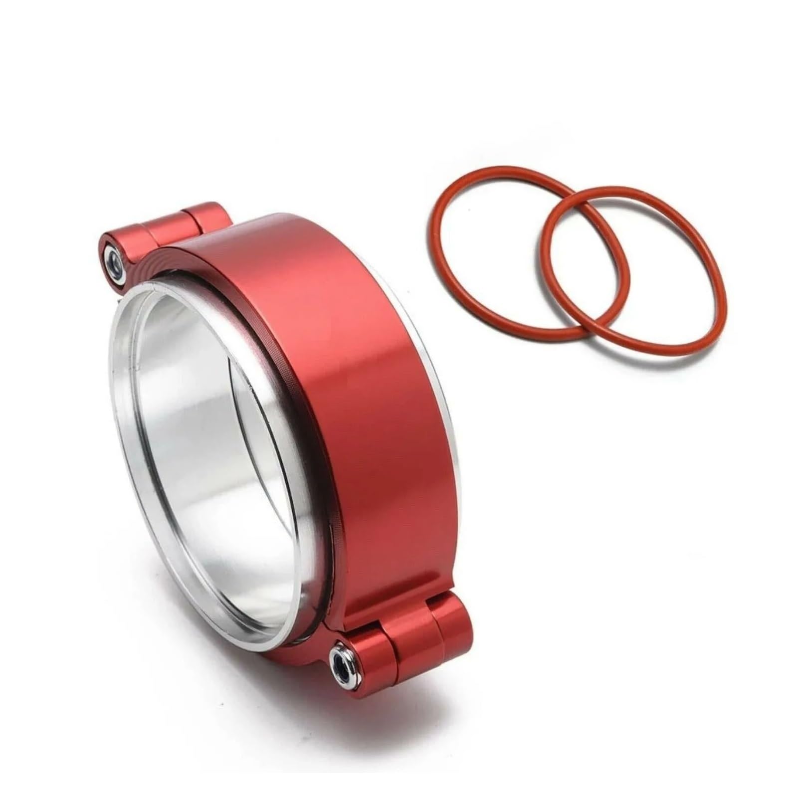 Auto-Lufteinlass Rohr Aluminium Für Turbo-Ansaugrohr 2"/2,5"/3" Auspuff HD V-Band-Klemmsystem-Baugruppe, Eloxierte Klemme Mit Kit Lufteinlässe(2.5inch Red) von MESKEL