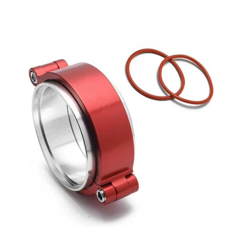 Auto-Lufteinlass Rohr Aluminium Für Turbo-Ansaugrohr 2"/2,5"/3" Auspuff HD V-Band-Klemmsystem-Baugruppe, Eloxierte Klemme Mit Kit Lufteinlässe(2inch Red) von MESKEL