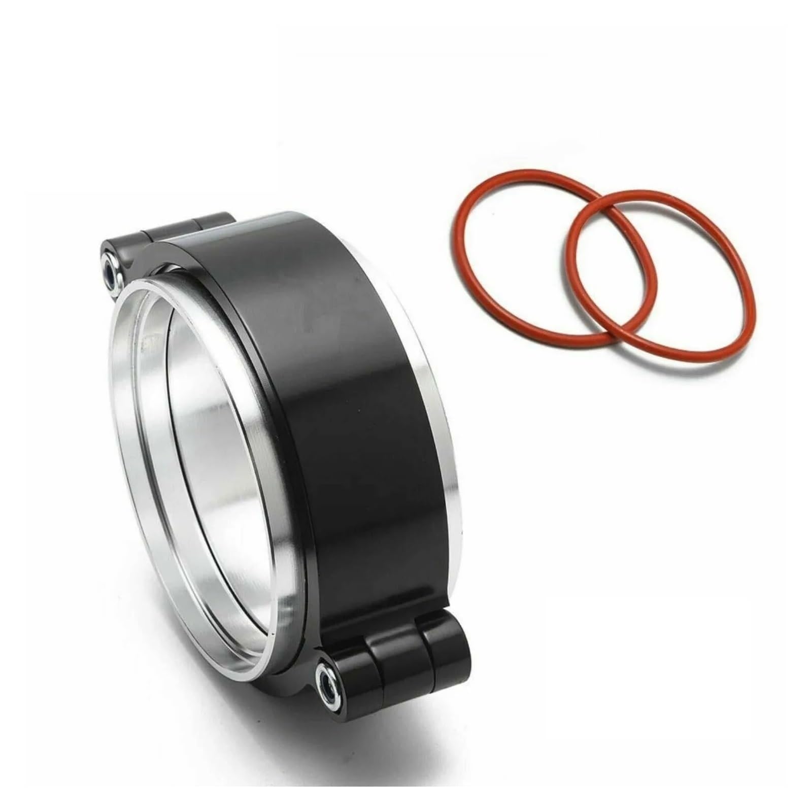 Auto-Lufteinlass Rohr Aluminium Für Turbo-Ansaugrohr 2"/2,5"/3" Auspuff HD V-Band-Klemmsystem-Baugruppe, Eloxierte Klemme Mit Kit Lufteinlässe(3inch Black) von MESKEL
