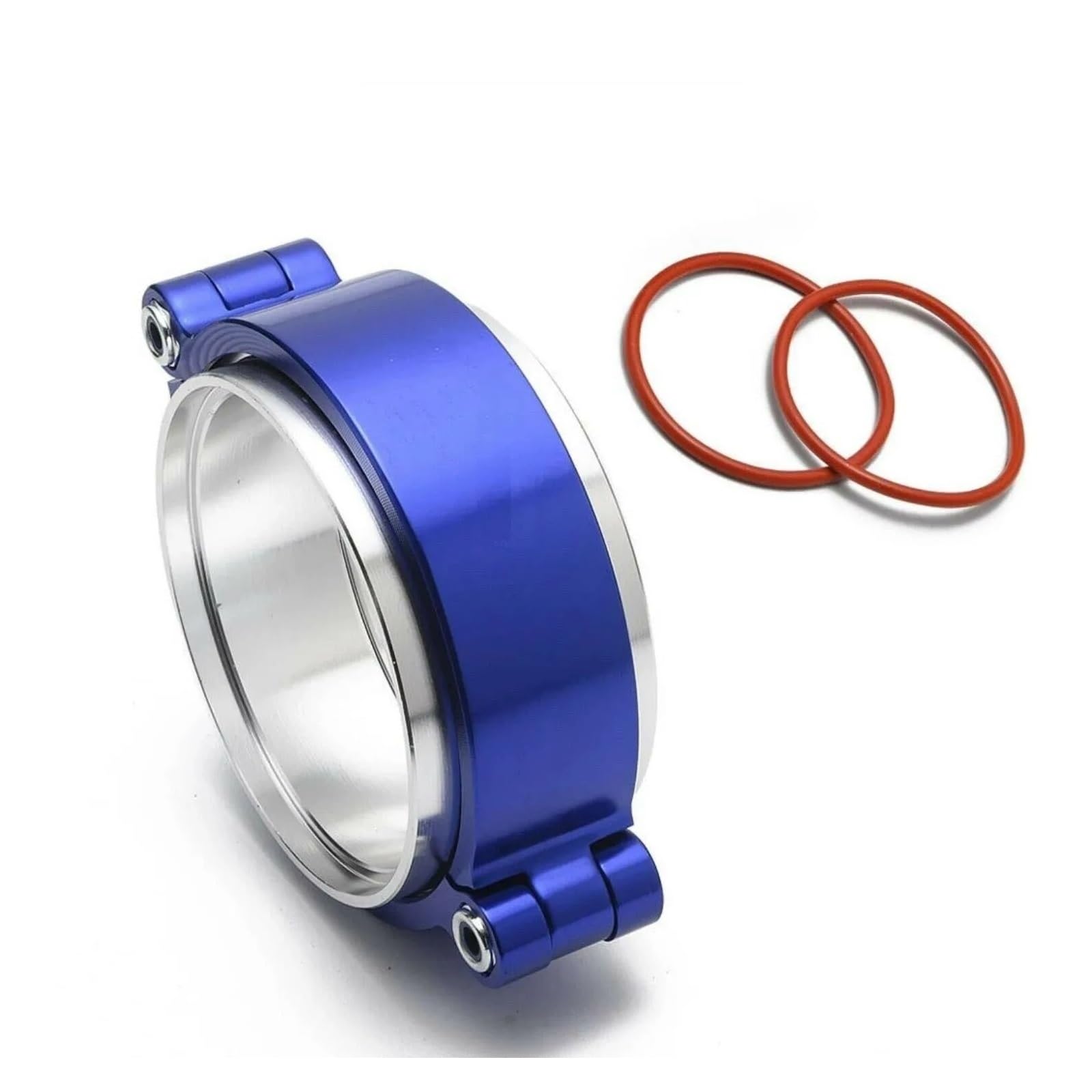 Auto-Lufteinlass Rohr Aluminium Für Turbo-Ansaugrohr 2"/2,5"/3" Auspuff HD V-Band-Klemmsystem-Baugruppe, Eloxierte Klemme Mit Kit Lufteinlässe(3inch Blue) von MESKEL