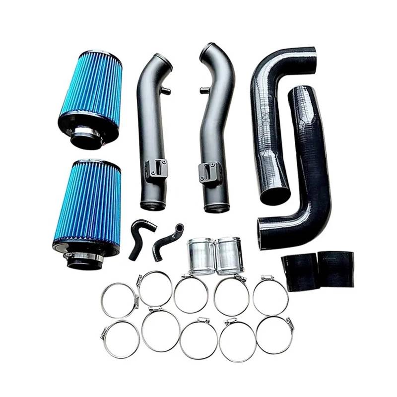 Auto-Lufteinlass Rohr Für Nissan 350Z 370Z G35 G37 Q50 2,5 "Polnisch Silber Farbe Kaltlufteinlass Kit Mit Silikonschlauch Seite PCV Entlüftungsschlauch Set Lufteinlässe(Blau) von MESKEL
