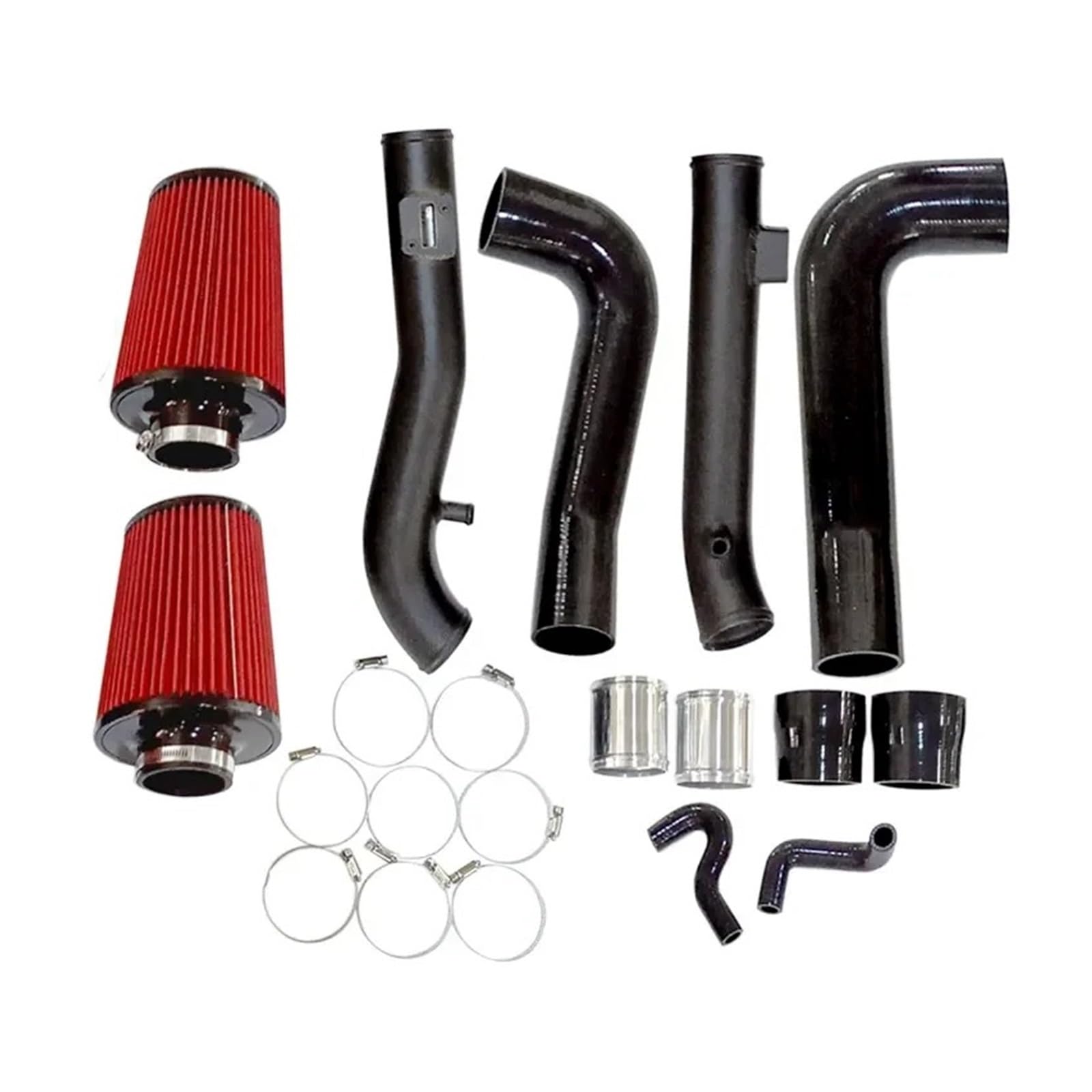 Auto-Lufteinlass Rohr Für Nissan 350Z 370Z G35 G37 Q50 2,5 "Polnisch Silber Farbe Kaltlufteinlass Kit Mit Silikonschlauch Seite PCV Entlüftungsschlauch Set Lufteinlässe(Rot) von MESKEL