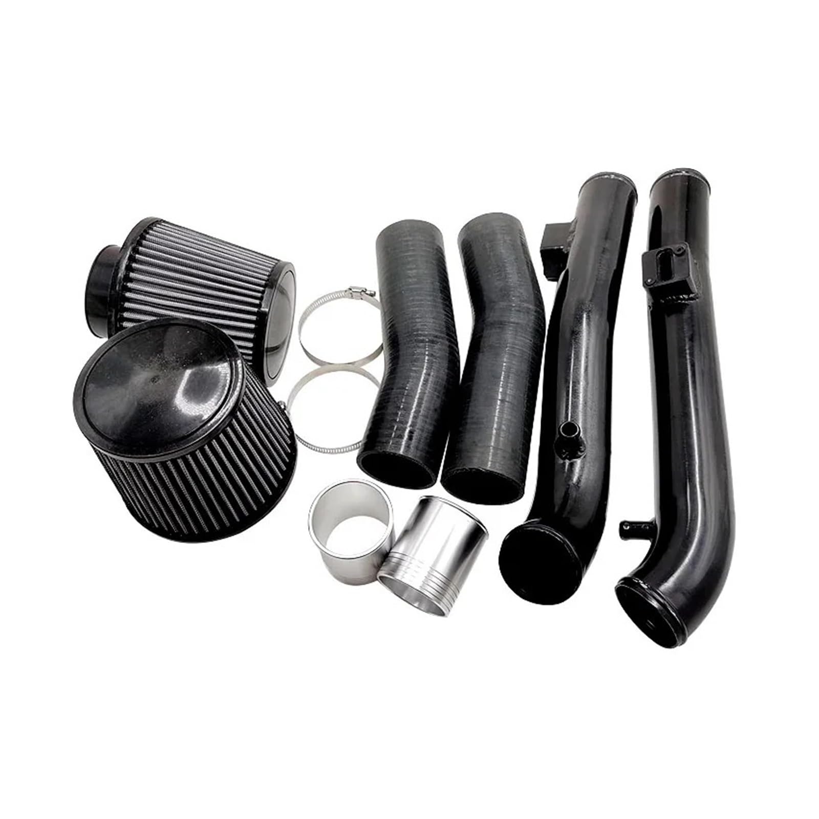 Auto-Lufteinlass Rohr Für Nissan 350Z 370Z G35 G37 Q50 2,5 "Polnisch Silber Farbe Kaltlufteinlass Kit Mit Silikonschlauch Seite PCV Entlüftungsschlauch Set Lufteinlässe(Schwarz) von MESKEL
