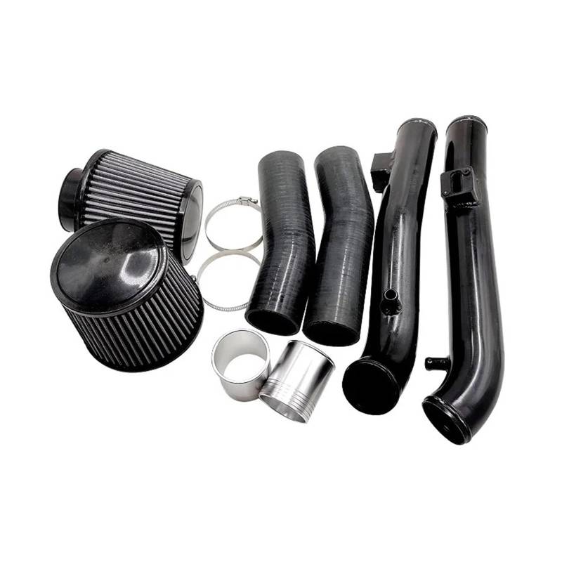 Auto-Lufteinlass Rohr Für Nissan 350Z 370Z G35 G37 Q50 2,5 "Polnisch Silber Farbe Kaltlufteinlass Kit Mit Silikonschlauch Seite PCV Entlüftungsschlauch Set Lufteinlässe(Schwarz) von MESKEL