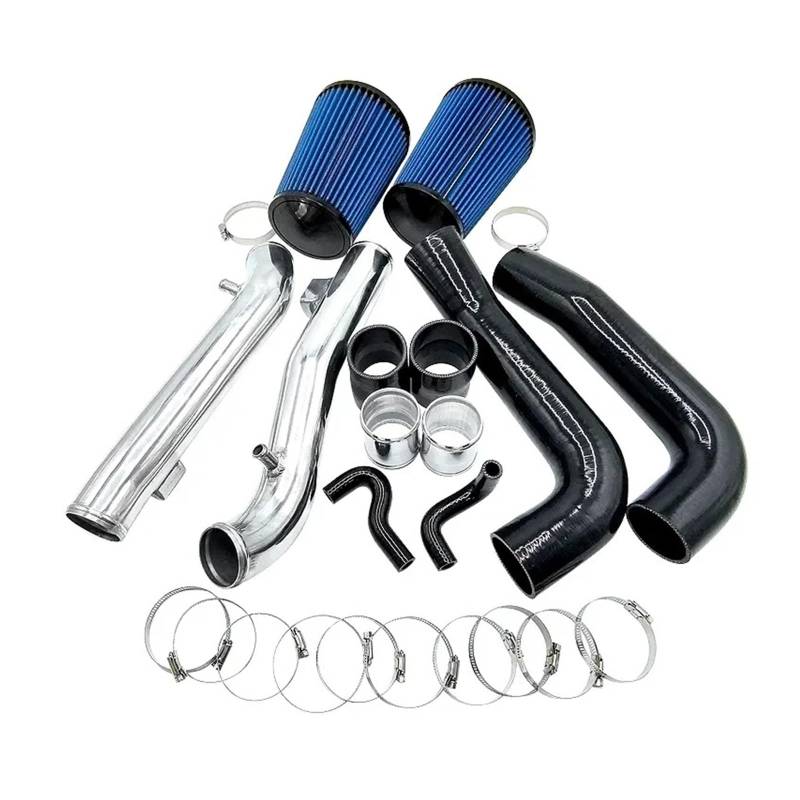 Auto-Lufteinlass Rohr Für Nissan 350Z 370Z G35 G37 Q50 2,5 "Polnisch Silber Farbe Kaltlufteinlass Kit Mit Silikonschlauch Seite PCV Entlüftungsschlauch Set Lufteinlässe(Silber) von MESKEL