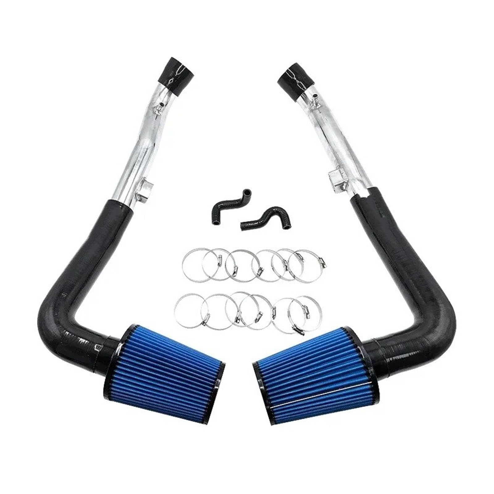 Auto-Lufteinlass Rohr Für Nissan 370Z / G37 VQ37VHR Q60 3" Polnisches Silber Farbe Kaltlufteinlass-Kit Mit Silikonschlauch-Seiten-PCV-Entlüftungsschlauch-Set Lufteinlässe(Blau) von MESKEL