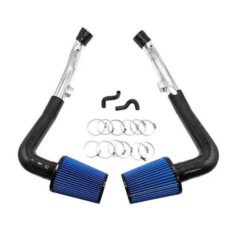 Auto-Lufteinlass Rohr Für Nissan 370Z / G37 VQ37VHR Q60 3" Polnisches Silber Farbe Kaltlufteinlass-Kit Mit Silikonschlauch-Seiten-PCV-Entlüftungsschlauch-Set Lufteinlässe(Blau) von MESKEL