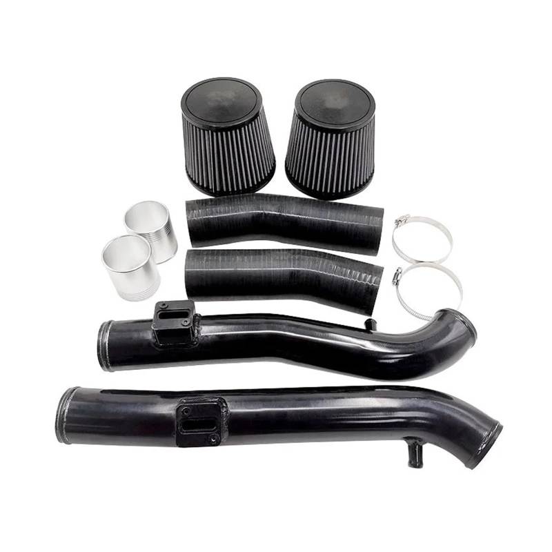 Auto-Lufteinlass Rohr Für Nissan 370Z / G37 VQ37VHR Q60 3" Polnisches Silber Farbe Kaltlufteinlass-Kit Mit Silikonschlauch-Seiten-PCV-Entlüftungsschlauch-Set Lufteinlässe(Schwarz) von MESKEL