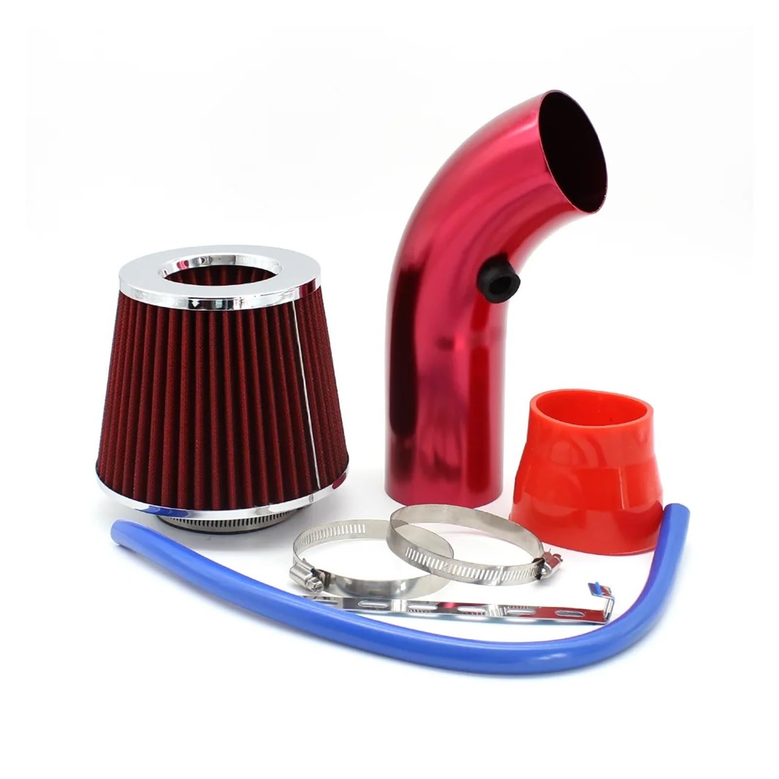 Auto-Lufteinlass Rohr Nachgerüsteter Winter-Pilzkopf-Luftfilter Autos Ansaugrohrfilter Hoher Durchfluss, Hoher Kaltluftfilter Aluminiumrohr-Set 76 Mm Lufteinlässe(Rot) von MESKEL