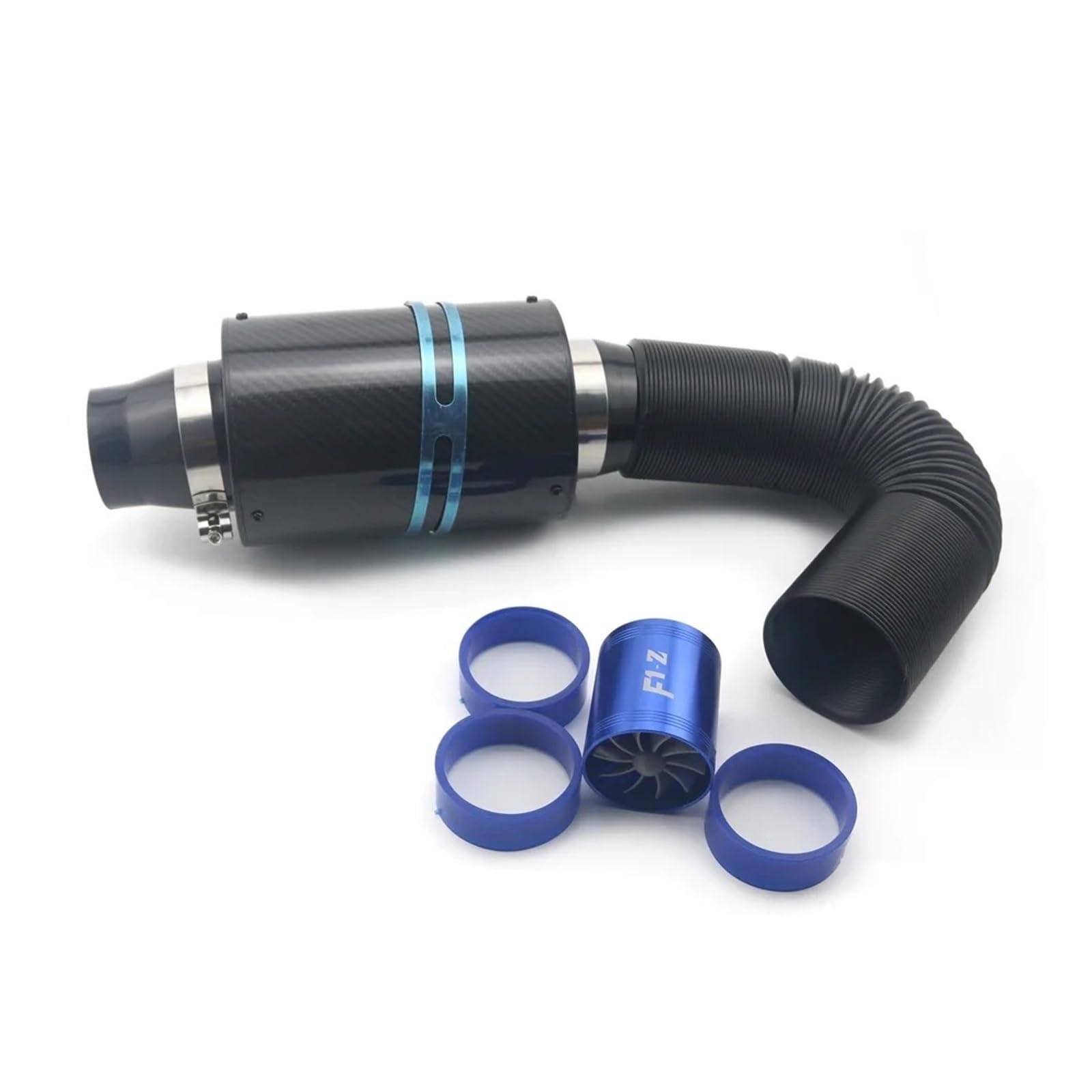 Auto-Lufteinlass Rohr Universal 1 Set Auto 3 Zoll Kohlefaser Kaltluftfilter Zufuhr Geschlossen Ansaugrohr Schlauch Kit Lufteinlässe(with Fan) von MESKEL