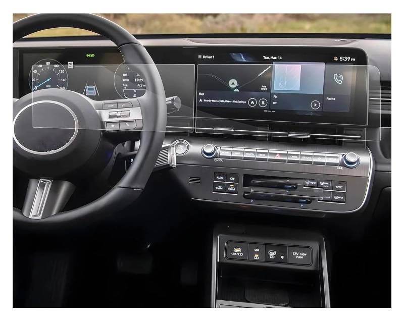 GPS Displayschutzfolie 12,3 Zoll Auto GPS Navigation Center Touch Und Dashboard PET Screen Protector Film Für Hyundai Für Kona 2024 Zubehör Navigation Schutzfolie von MESKEL