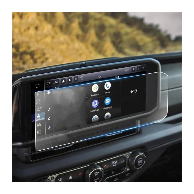 GPS Displayschutzfolie 12,3 Zoll Auto Navigation Gehärtetem Glas Screen Protector Film Für Jeep Für Wrangler JL Für Gladiator JT 2024 Innen Zubehör Navigation Schutzfolie(1PC) von MESKEL