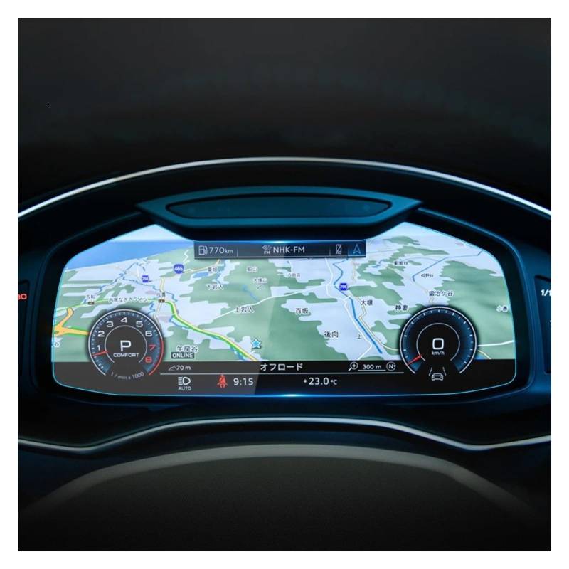 GPS Displayschutzfolie Auto Aufkleber Screen Protector Navigator Display Gehärtetem Glas Schutz Film Für A6 2023 Auto Zubehör Navigation Schutzfolie(Blue for A6 23 Speed) von MESKEL