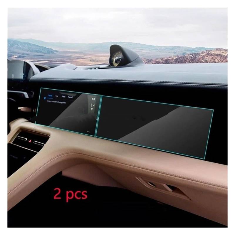 GPS Displayschutzfolie Auto GPS Navigation Dashboard Klimaanlage Anti-Scratch Gehärtetes Glas Displayschutzfolie Für Für Taycan 2020-2022 Navigation Schutzfolie(2St,Left Hand Driver) von MESKEL