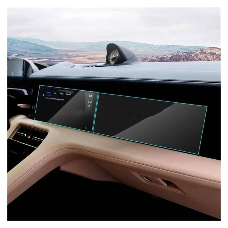 GPS Displayschutzfolie Auto GPS Navigation Dashboard Klimaanlage Anti-Scratch Gehärtetes Glas Displayschutzfolie Für Für Taycan 2020-2022 Navigation Schutzfolie(2St,Right Hand Driver) von MESKEL